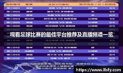 观看足球比赛的最佳平台推荐及直播频道一览